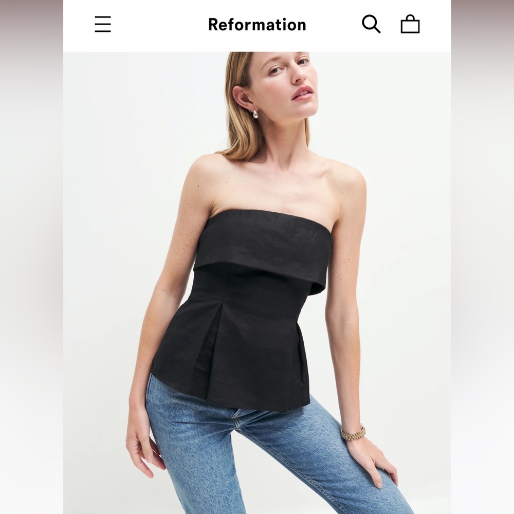 NWT Reformation Daria Linen Top
